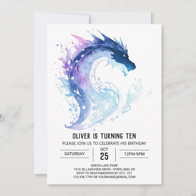 Fantasy Kids’ Dragon Äventyr Birthday Inbjudningar (Framsida)