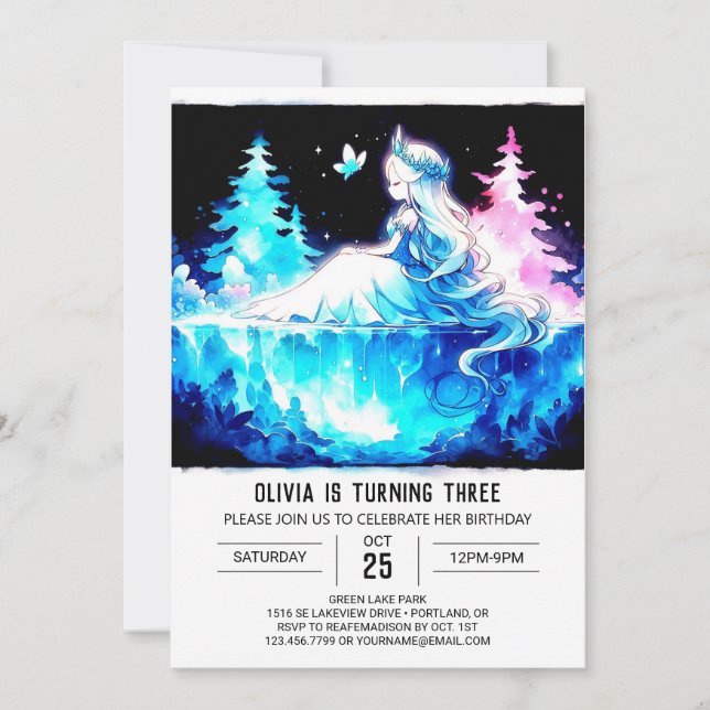 Fantasy Kids Princess Birthday Inbjudningar (Framsida)