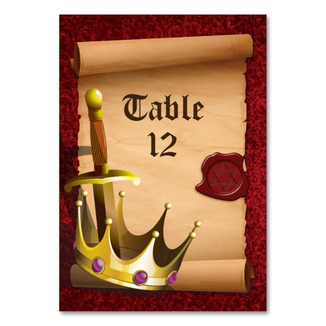 Fantasy Knight Sword Medieval Times Pub Mitzvah Bordsnummer (Framsidan)