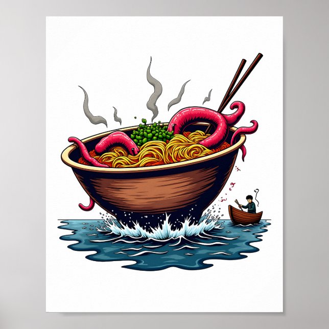 Fantasy Kraken Ramen Monster Bowl Poster (Framsidan)