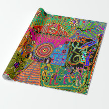 Fantasy Kuna Indian Mola Tribal Ritual Gift Wrap
