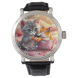 Fantasy Kute Hamster Pizza Armbandsur