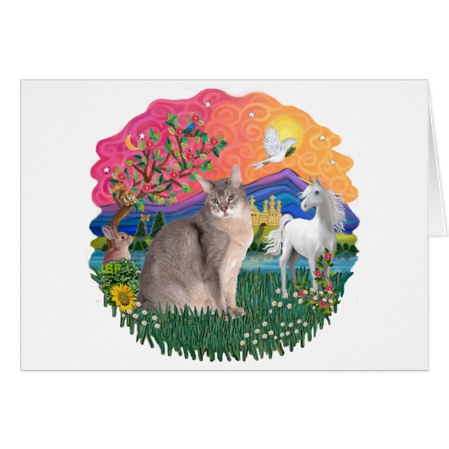 Fantasy Land (ff) - Blue Abyssinian cat Hälsningskort (Framsidan Horizontal)
