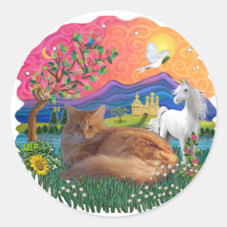 Fantasy Land (ff) - Maine Coon katt (röd) Runt Klistermärke