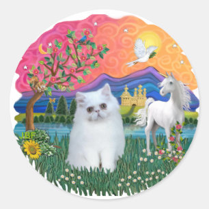 Fantasy Land (ff) - Perserkatt (vit) Runt Klistermärke
