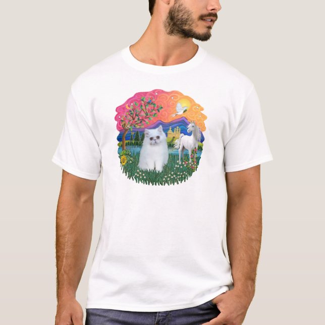 Fantasy Land (ff) - Persian kitten (vit) Tee Shirt (Framsida)