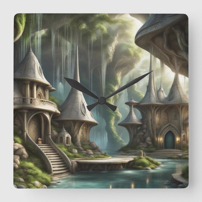 Fantasy Land Fyrkantig Klocka (Framsida)
