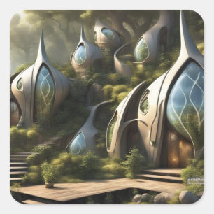 Fantasy Lands Fyrkantigt Klistermärke
