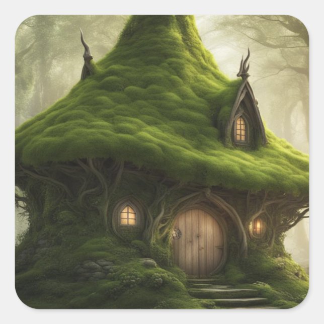 Fantasy Lands Fyrkantigt Klistermärke (Framsida)