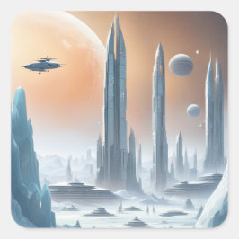 Fantasy Lands Sticker Fyrkantigt Klistermärke