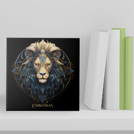 Fantasy Lejon Zodiac Symbol Sol Sign Namn Leo Kakelplatta