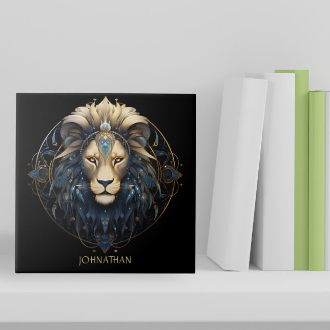 Fantasy Lejon Zodiac Symbol Sol Sign Namn Leo Kakelplatta (Skapare uppladdad)