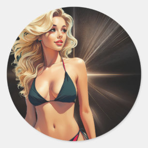 Fantasy Life - Blonde Beach Babe Runt Klistermärke