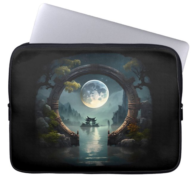 Fantasy Ligcape Måne, Round Arch Laptop Fodral (Framsidan)