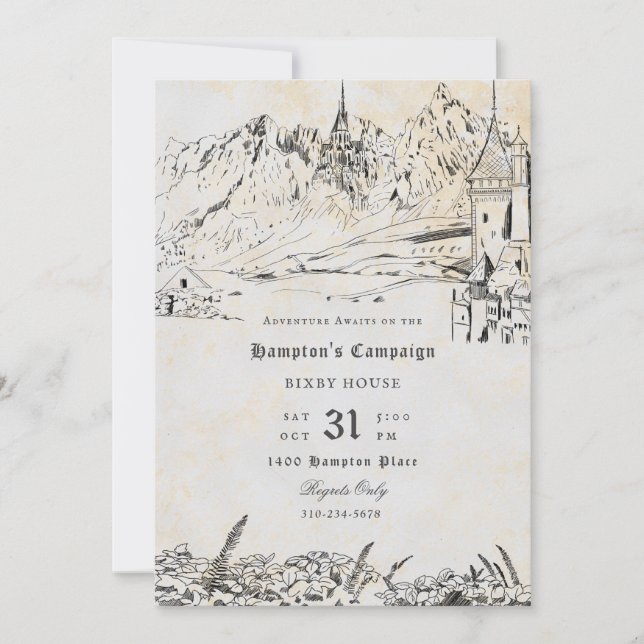 Fantasy Ligcape Roll Spelande spel Kampanj Inbjudningar (Framsida)