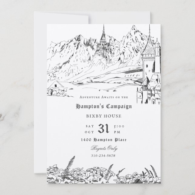 Fantasy Ligcape Roll Spelande spel Kampanj Inbjudningar (Framsida)