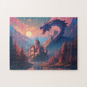 Fantasy liggande Castle Dragon Pussel
