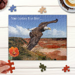 Fantasy liggande med Örn Puzzle Pussel<br><div class="desc">Pussel med fantasinum med örn och blomstrande kaktus.</div>