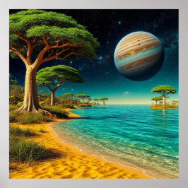 Fantasy liggande med Vibrant Beach Poster