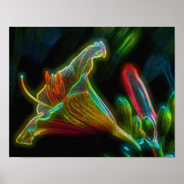 Fantasy Lily Abstrakt Flower Art Poster (Framsidan)