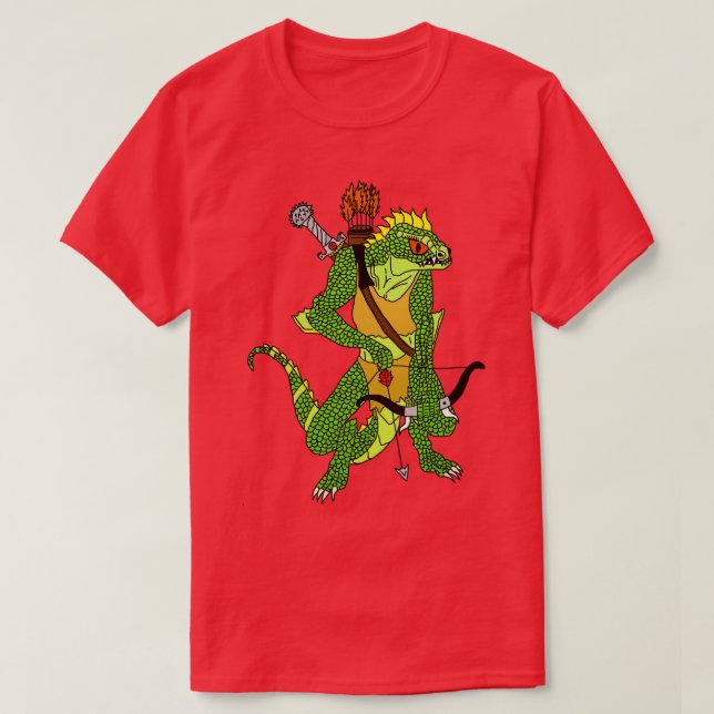 Fantasy Lizardman Warrior T Shirt (Design framsida)