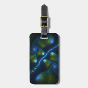 Fantasy Ljus Abstrakt Blue Grönt Gult Fractal Bagagebricka