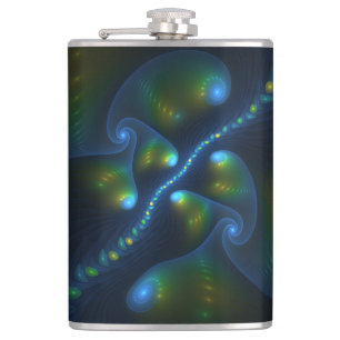 Fantasy Ljus Abstrakt Blue Grönt Gult Fractal Fickplunta