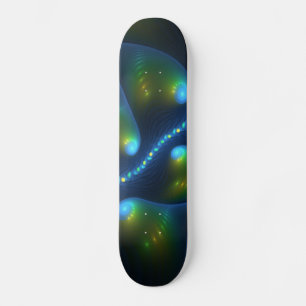 Fantasy Ljus Abstrakt Blue Grönt Gult Fractal Mini Skateboard Bräda 18,5 Cm