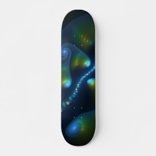 Fantasy Ljus Abstrakt Blue Grönt Gult Fractal Mini Skateboard Bräda 18,5 Cm