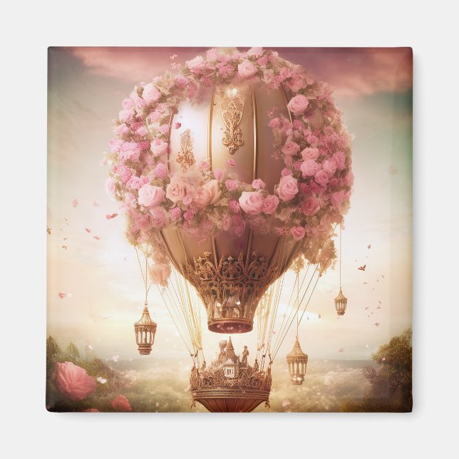 Fantasy Luftballong Rosa Guld Magnet (Framsidan)