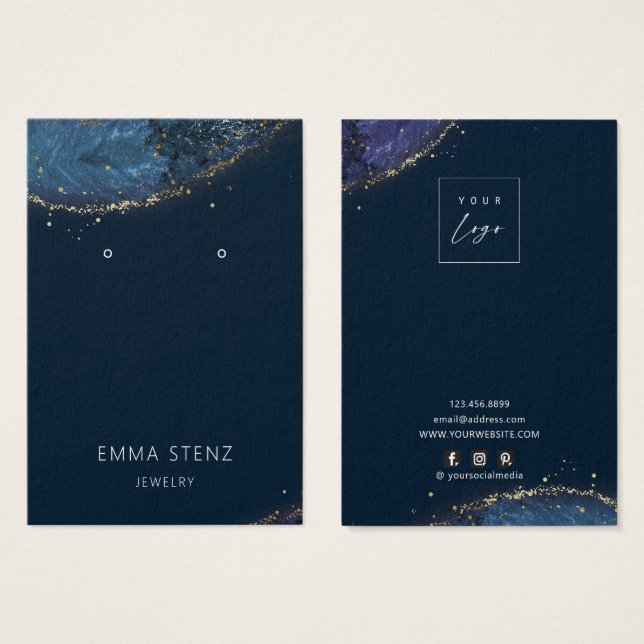 Fantasy Lux Blue Guld Visning Cards Visitkort (Framsida & baksida)