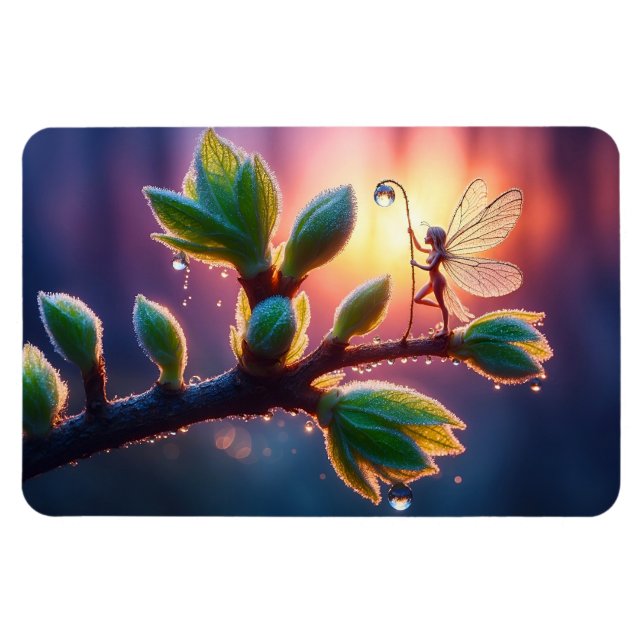 Fantasy macro photography of tiny forest sprite magnet (Horisontell)