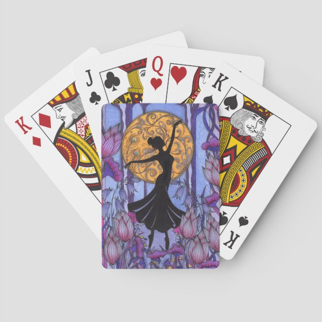 Fantasy Magic Forest Lila Blommig Dansare Spelar  Casinokort (Baksidan)