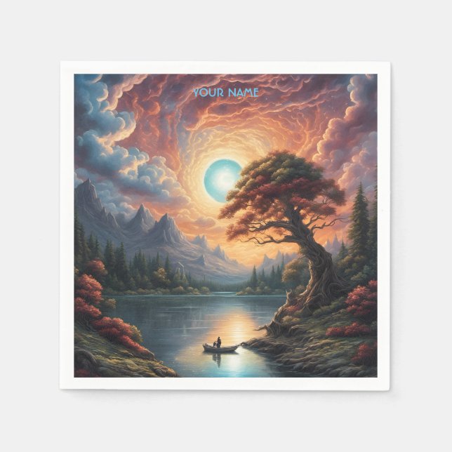 Fantasy Magic Romantic Träd Ligcape Pappersservett (Framsidan)