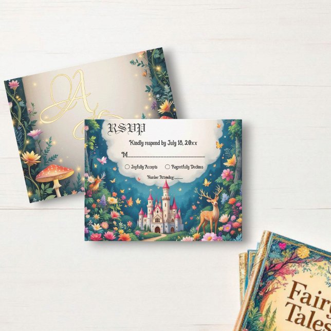 Fantasy Magic Woodland Castle Fairytale Bröllop OSA Kort (Skapare uppladdad)