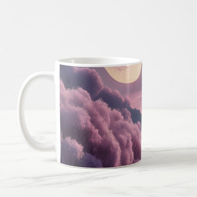 Fantasy Månskinsflods Drömlandsskapsillustration Kaffemugg (Vänster)