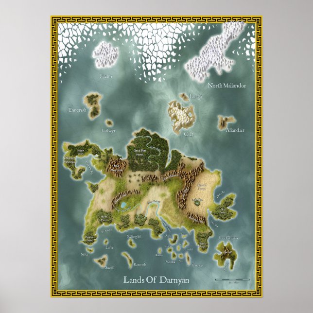 Fantasy Map Of Darnyan Poster (Framsidan)
