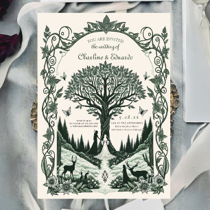 Fantasy medeltida gravyr Konst Bröllop Inbjudningar