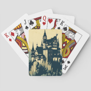 Fantasy Medieval Castle - Japansk Woodcut Stil ( Casinokort