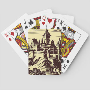 Fantasy Medieval Castle - Japansk Woodcut Stil ( Casinokort