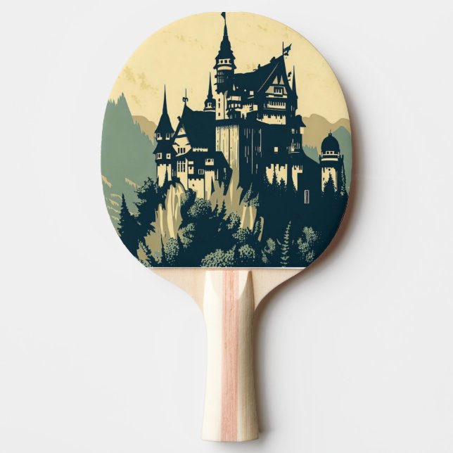 Fantasy Medieval Castle - Japansk Woodcut Stil ( Pingisracket (Framsidan)