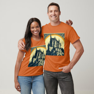 Fantasy Medieval Castle - Woodcut 3 T Shirt