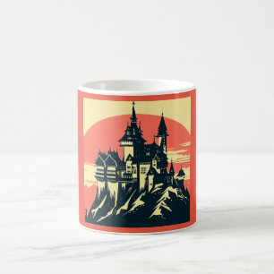Fantasy Medieval Castle - Woodcut 4 Kaffemugg