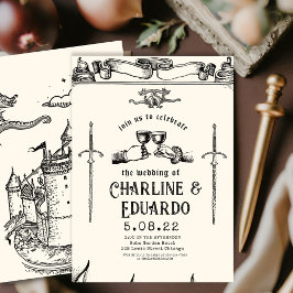 Fantasy Medieval engrating Art Wedding bjudande Inbjudningar