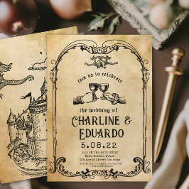 Fantasy Medieval engrating Art Wedding bjudande Inbjudningar