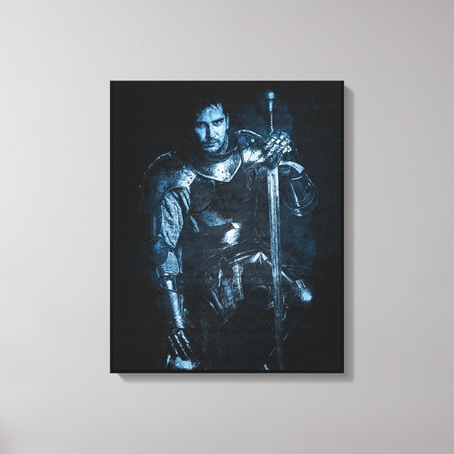 Fantasy Medieval Warrior in Armor Illustration Canvastryck (Framsida)