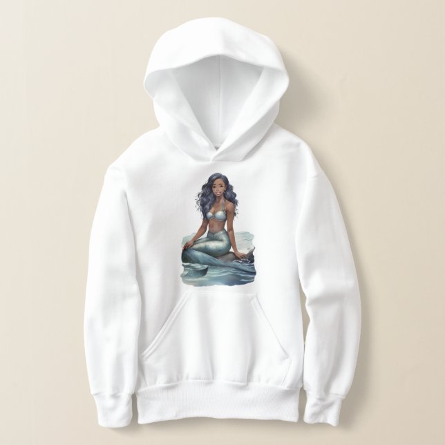 Fantasy Mermaid Flickas Hoodie T Shirt (Laydown)