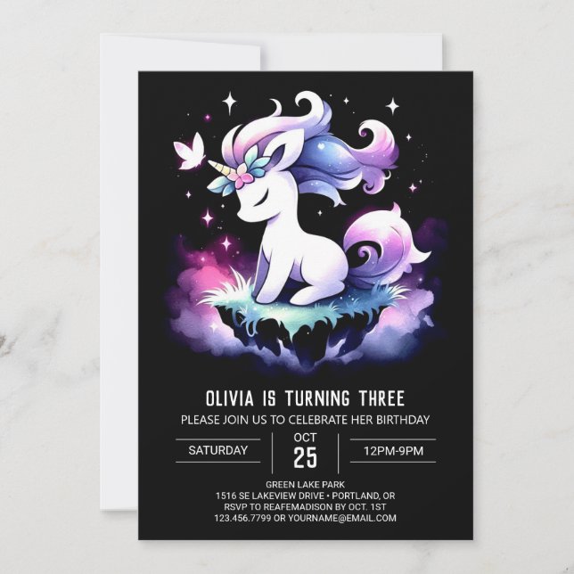 Fantasy Minimalist Horse Birthday Inbjudningar (Framsida)