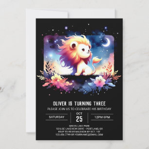Fantasy Minimalist Lejon Birthday Inbjudningar