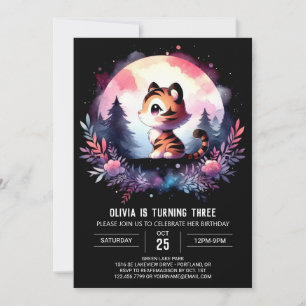 Fantasy Minimalist Tiger Birthday Inbjudningar